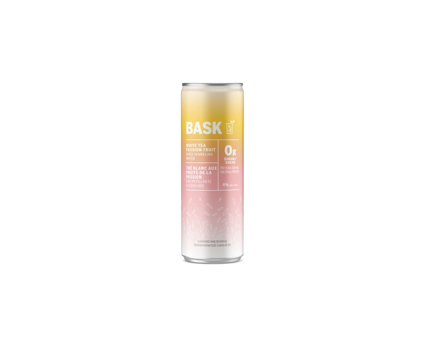 BASK Hard Sparkling Water White Tea Passion Fruit  355ml